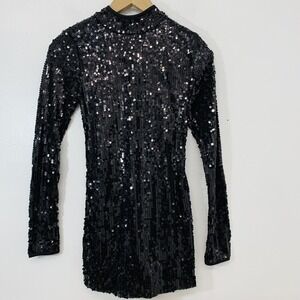 Balera Dancewear Black All Over Sequins Adult Small Costume Long Sleeve Stretch